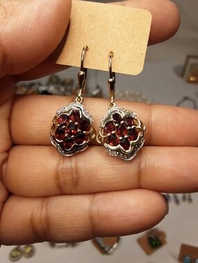 925 genuine Garnet earrings.